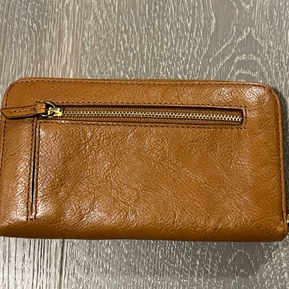 FOSSIL brown leather wallet clutch - Picture 2 of 7